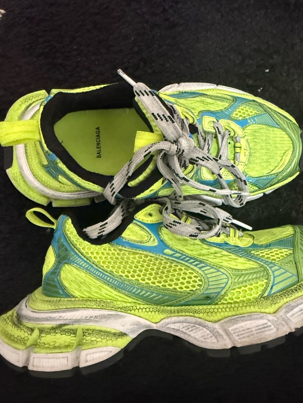 Balenciaga Neon Lime and Blue Running Sneakers